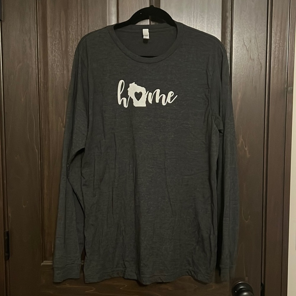 Women’s Long Sleeve Gray WI Home Top Size XL